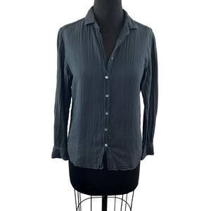HARTFORD ALTERNATIVE CLASSICS Gray Cotton Gauze Button Down Long Sleeve Shirt 2